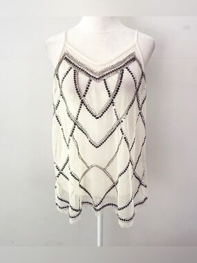 Maurices Women Mesh Sequin Beaded Tank Top Medium Glam Boho Fairy